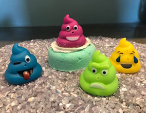 Bath Bomb with poop emoji squirt toy